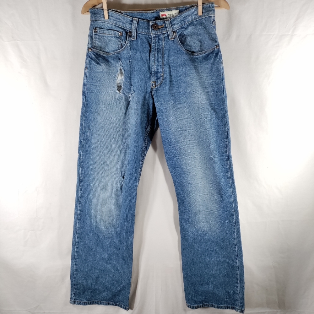 Wrangler Relaxed Boot Cut Jeans Mens Sz 29x30 Mid Rise Distressed Destroyed